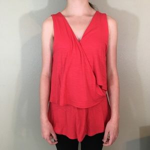 Deletta Anthropologie Coral Wrap Top, Size Small